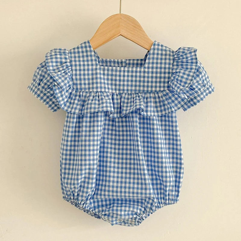 Stylish Summer Grid Jumpsuit for Baby Girls | Adorable & Comfy
