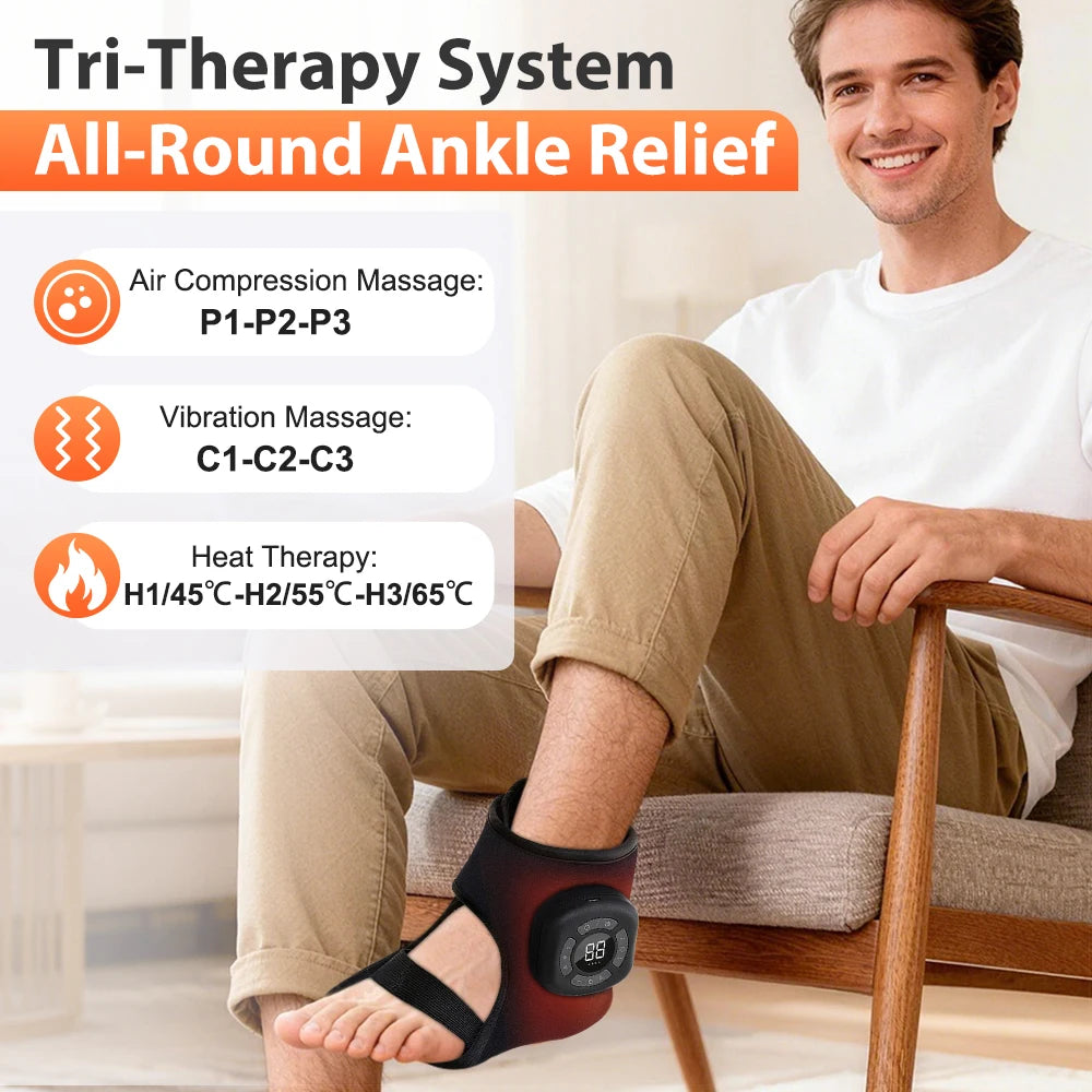 Wireless Air Pressure Ankle Massager | Electric Heating & Vibration