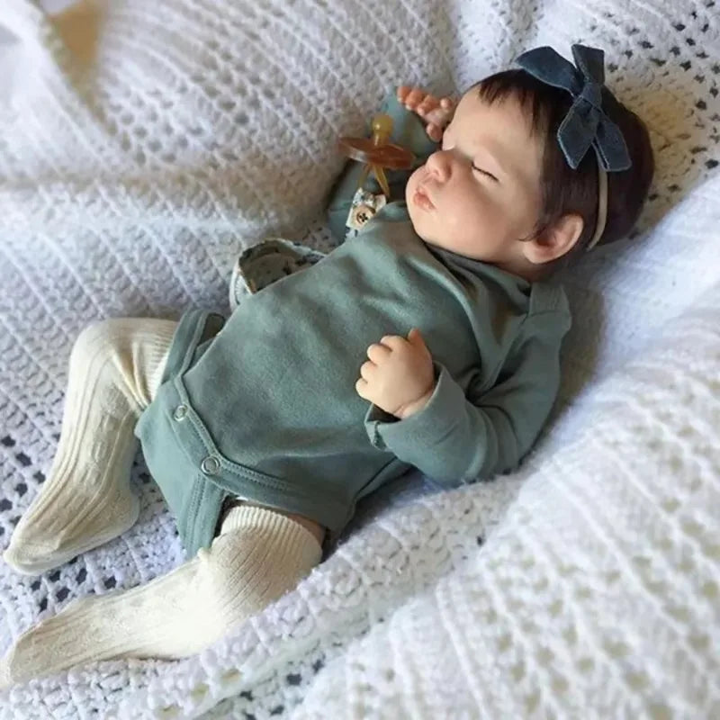 49cm Reborn Baby Doll with Soft Vinyl Body & Hand-Rooted Hair