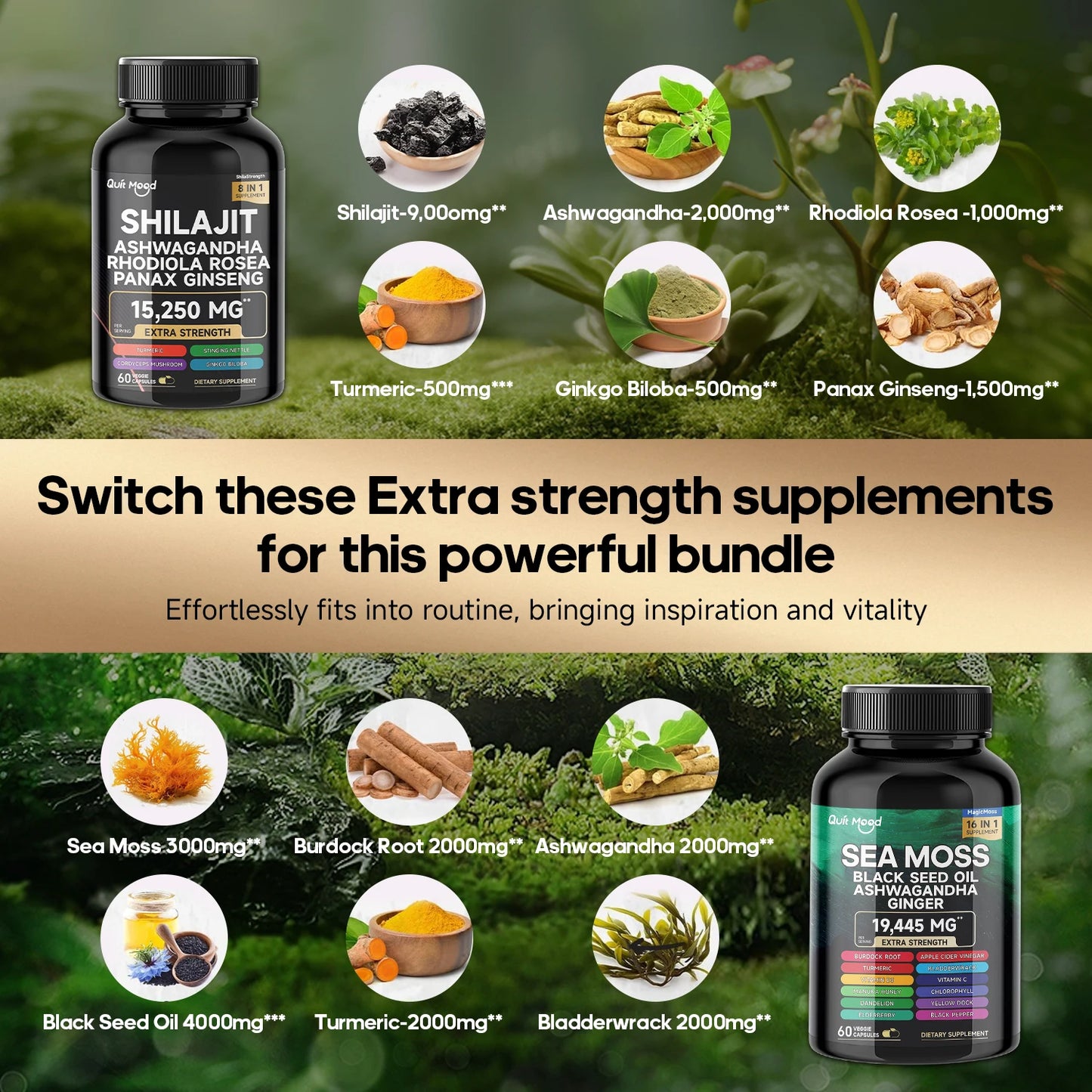 Energy-Boosting Sea Moss Shilajit Bundle with Black Seed Oil