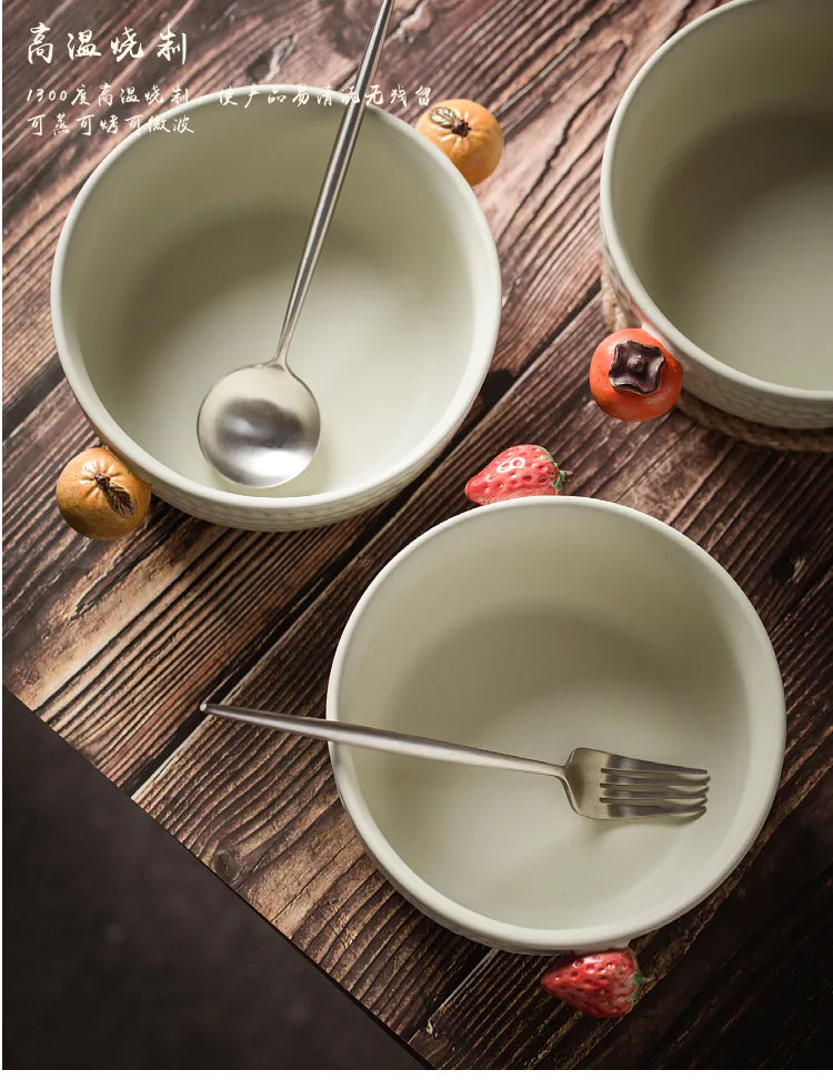 Cuenco de sopa de cerámica hecho a mano con doble asa | Elegancia de estilo japonés