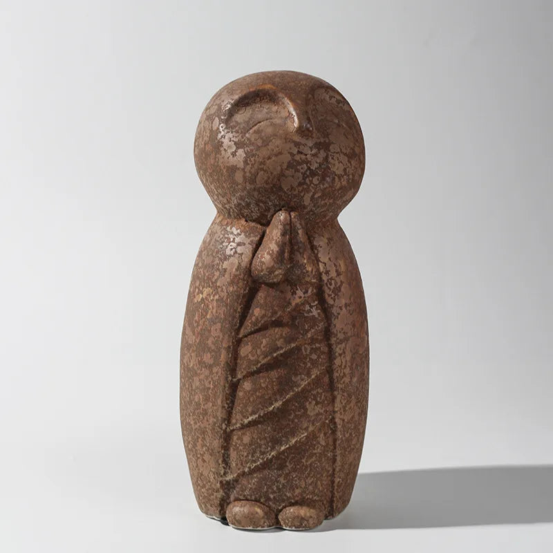 Zen Monk Goddess Ceramic Statue Set | Vintage Asian Decor