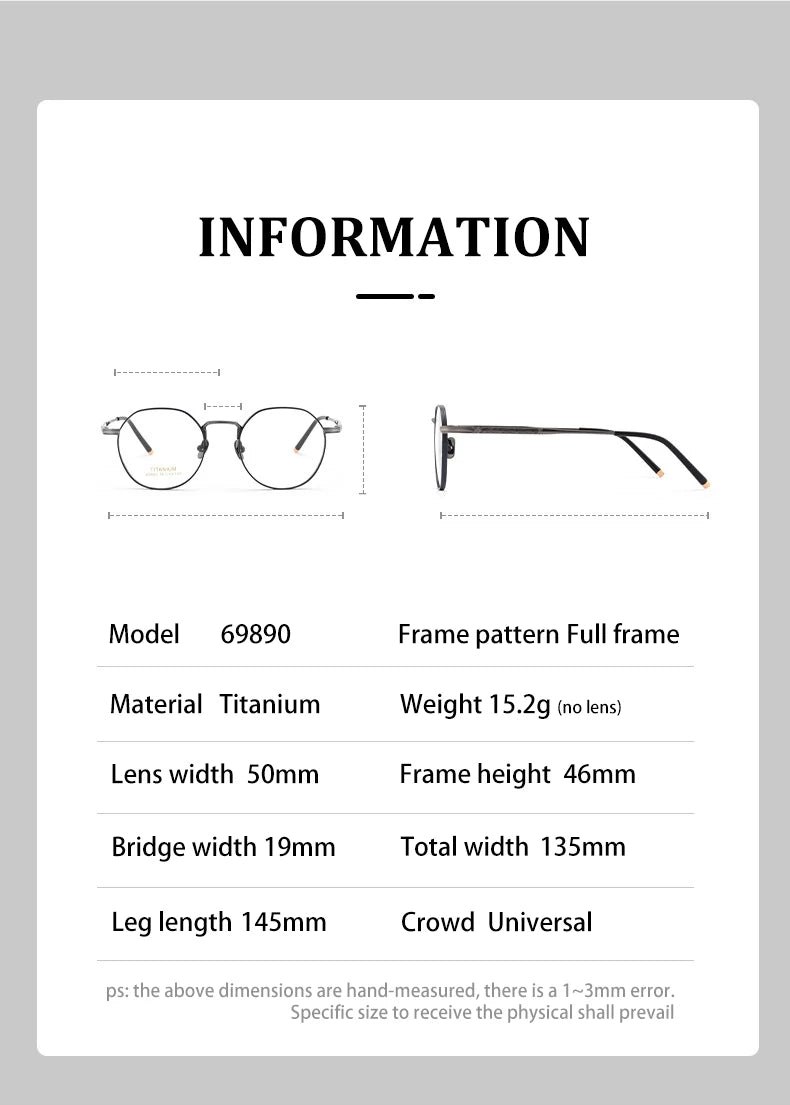 Ultra-Light Titanium Round Frame Glasses | Customizable Multi-Focus