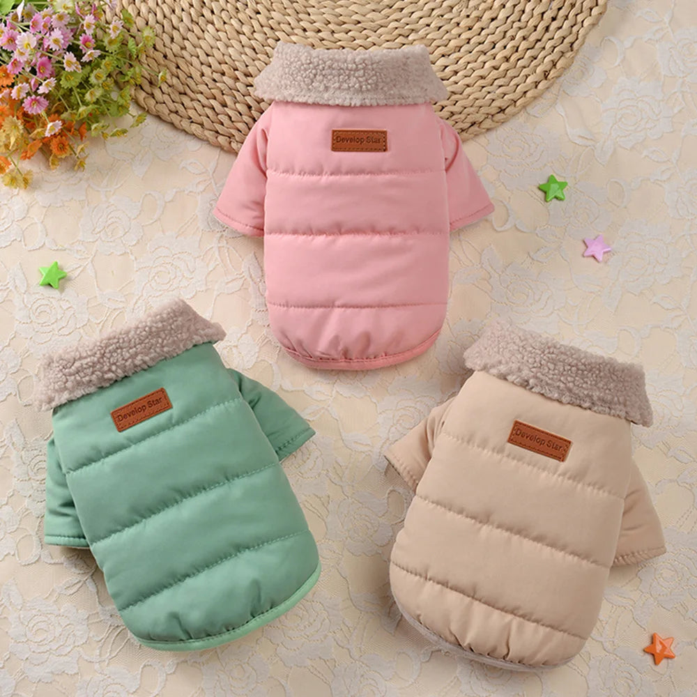 Stylish Winter Dog Coat with Fur Collar | Cozy Wear for Pets