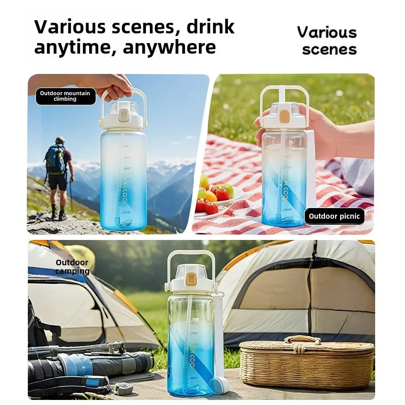 1.5/2 Liter Portable Water Bottle | BPA Free Sports Bottle with Straw