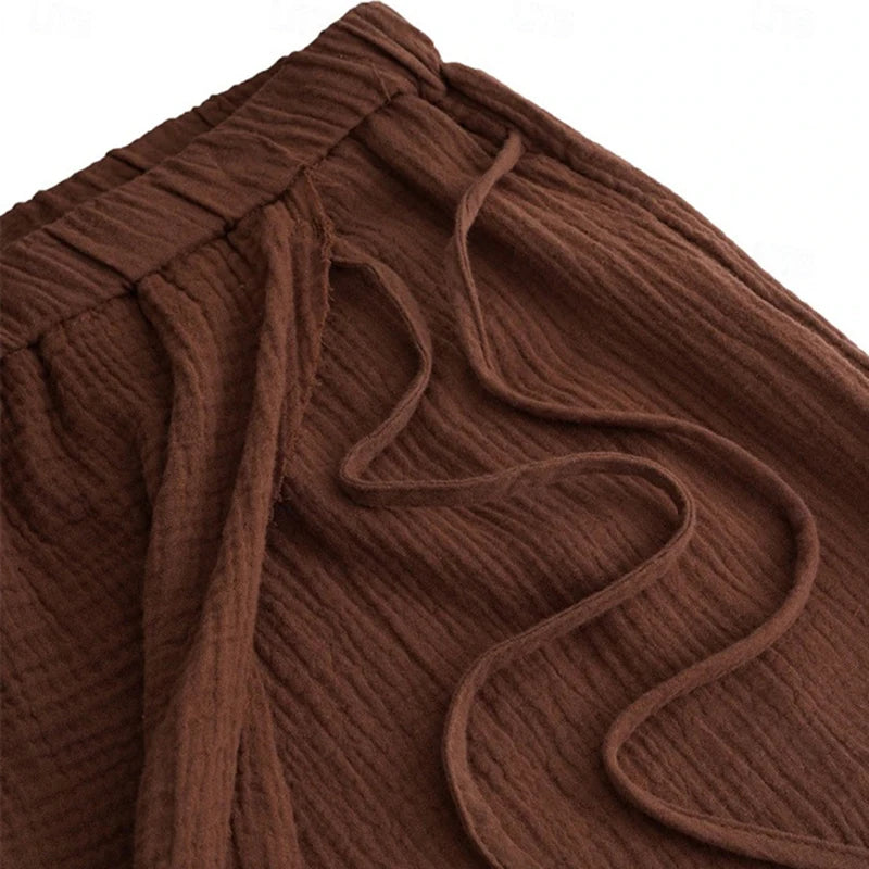Men's Vintage Casual Drawstring Linen Shorts for Summer Comfort