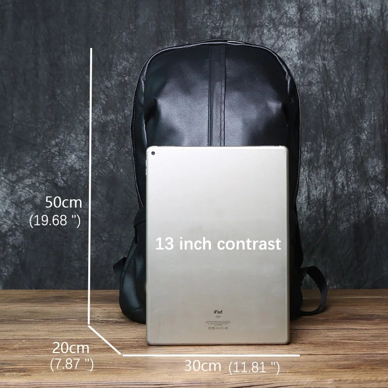 Mochila de piel auténtica de gran capacidad para hombre | Perfecta para viajes y negocios