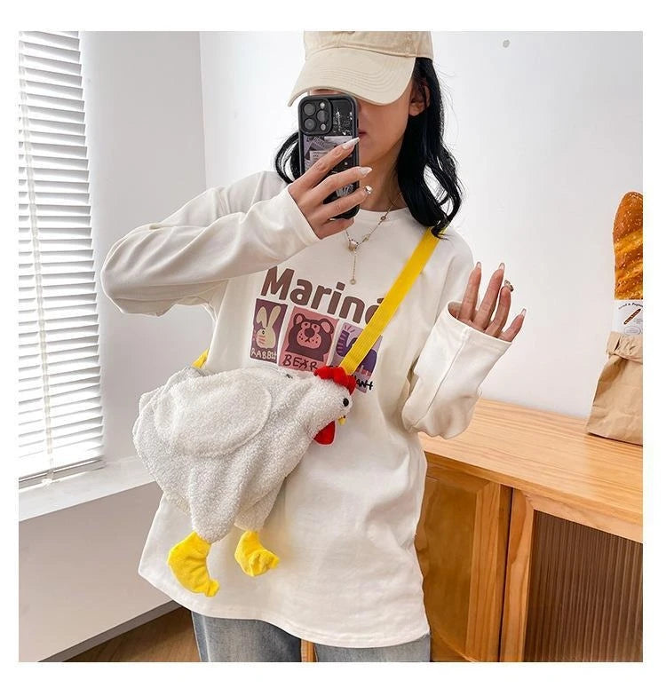 Chickens Shape Crossbody Purse | Cute Plush Handbag for Women