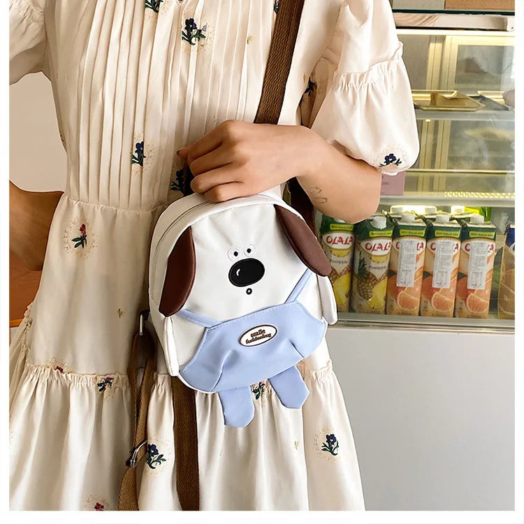 Cute Cartoon Dog Mini Backpack | Adjustable Canvas Travel Bag
