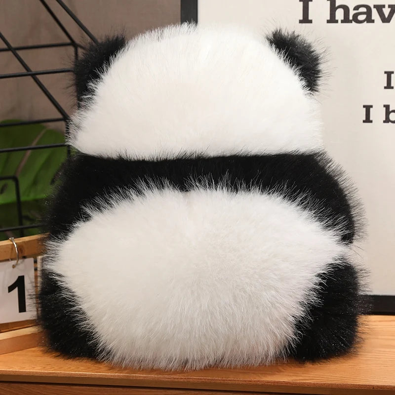Super Fluffy Chocolate Panda Plush Cushion — Nordic Style Back-View Panda Hug Pillow, Soft Waist Support & Cute Sofa Decor