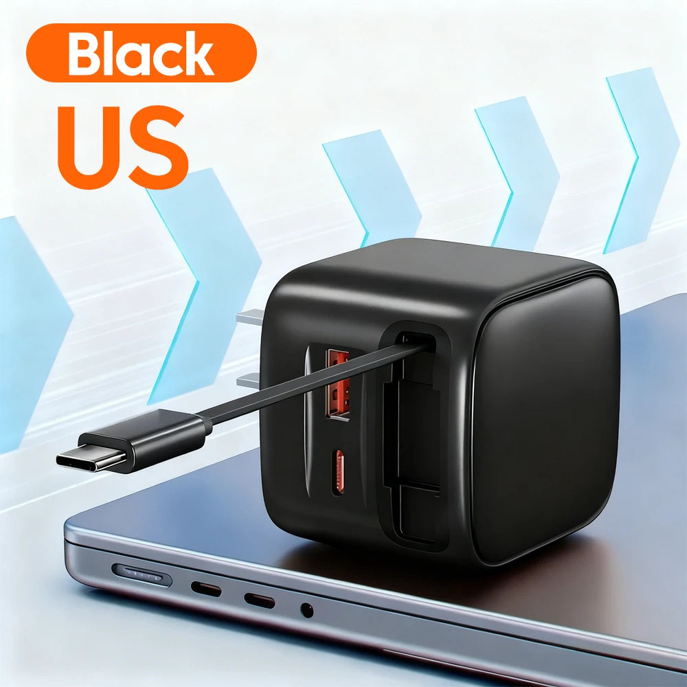 USB Type C Phone Charger with Retractable Cable for Fast Charging