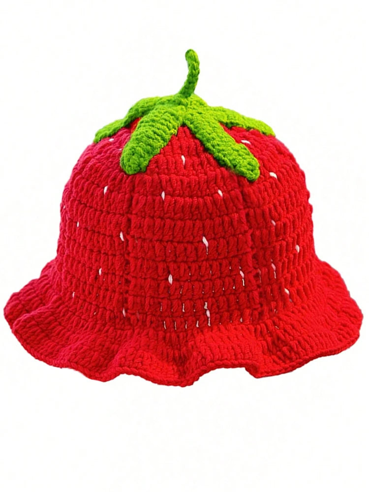 Charming Cartoon Strawberry Fishing Hat | Trendy Bohemian Crochet