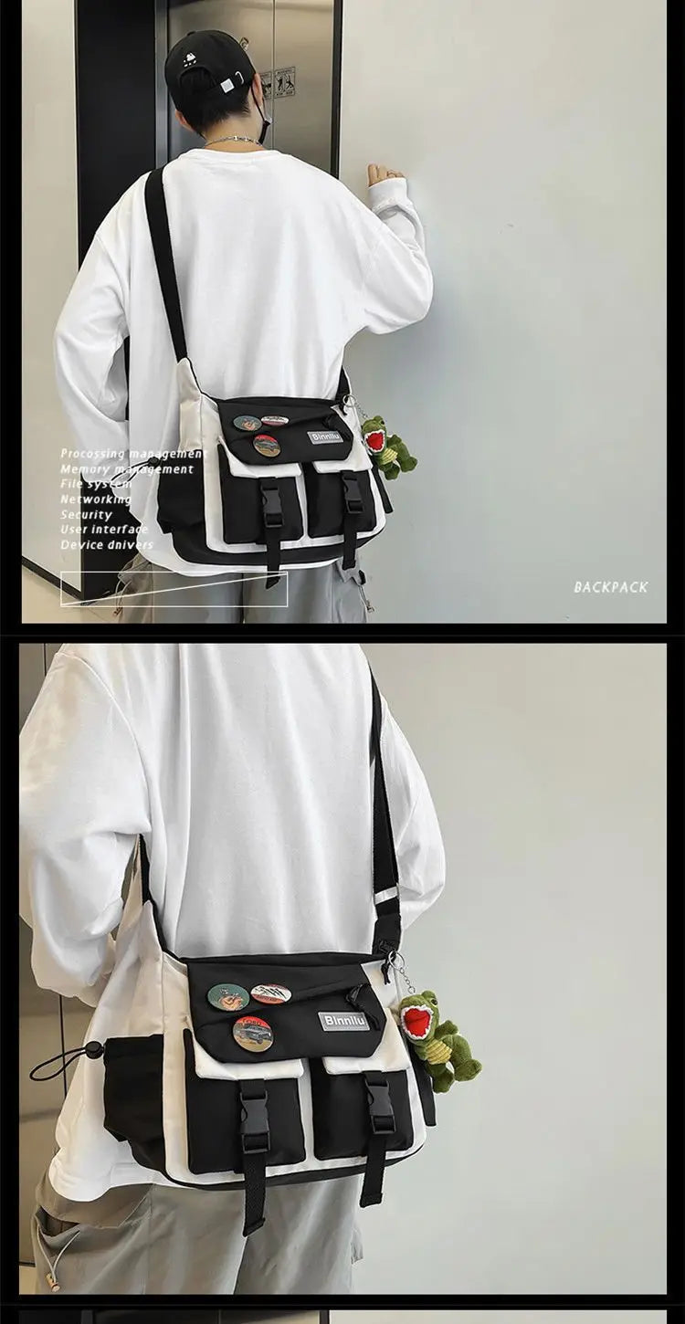 Stylish Waterproof Nylon Messenger Bag | Unisex Crossbody Satchel