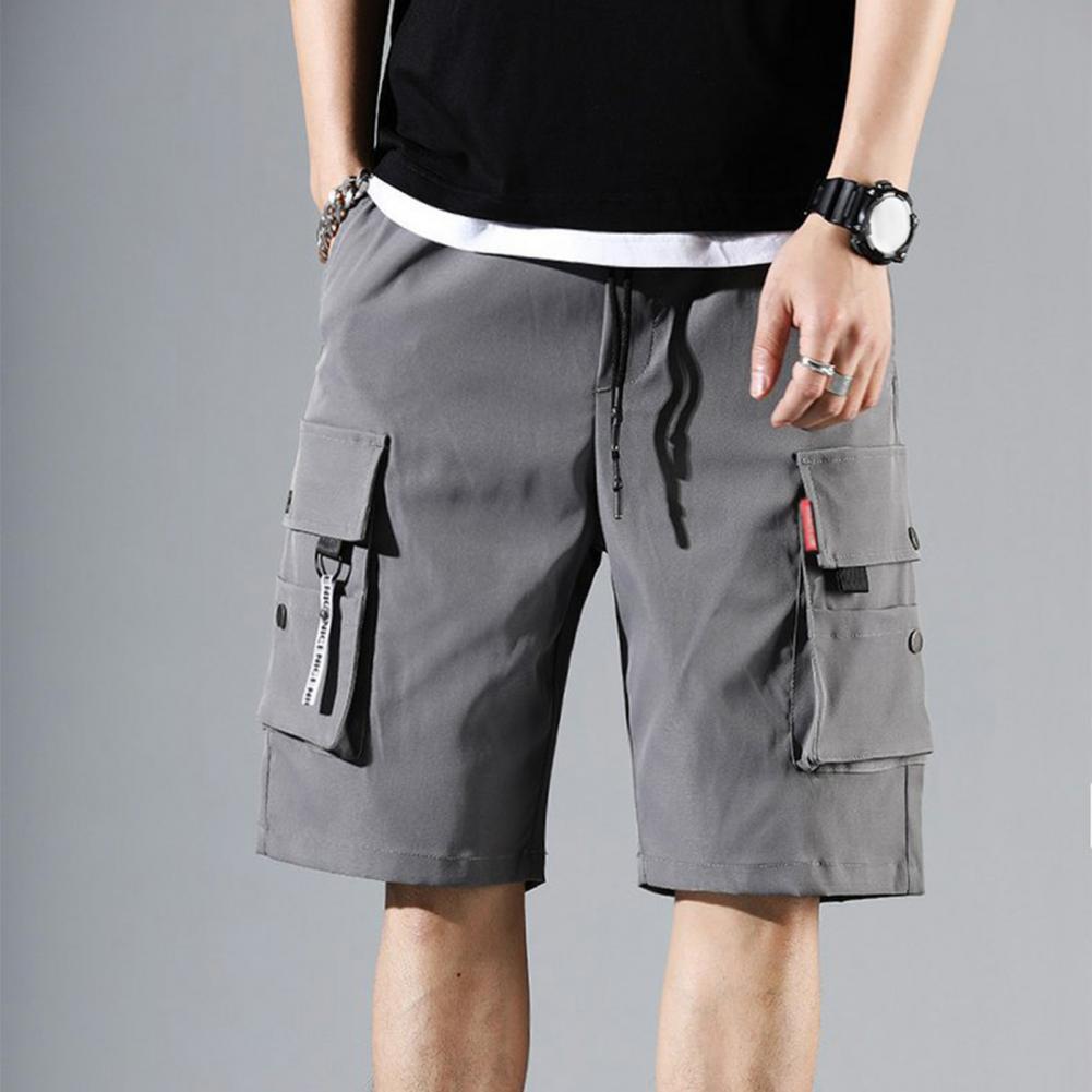 Men's Summer Cargo Shorts with Elastic Waist and Pockets