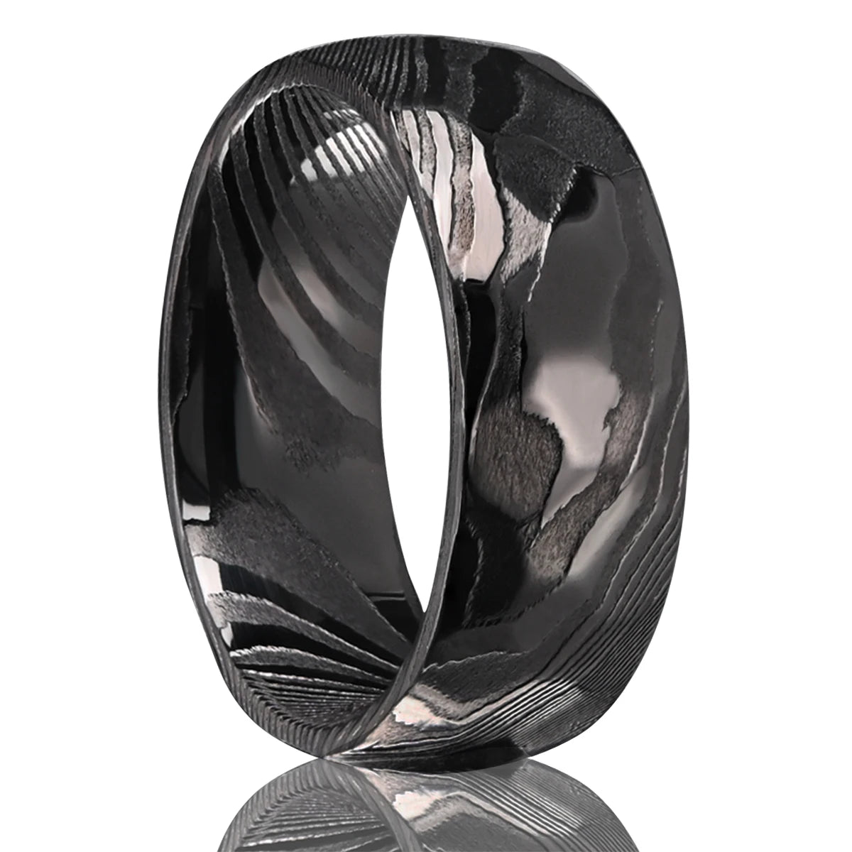 Stunning Golden Damascus Steel Wedding Band | Men's Fashion Ring