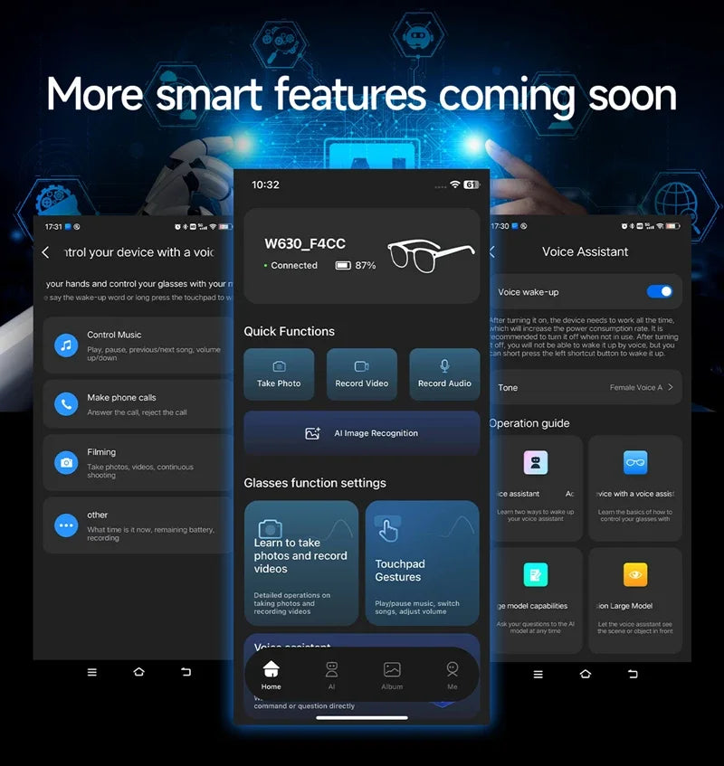 4K Smart Glasses with AI Translation & Video Recording Features