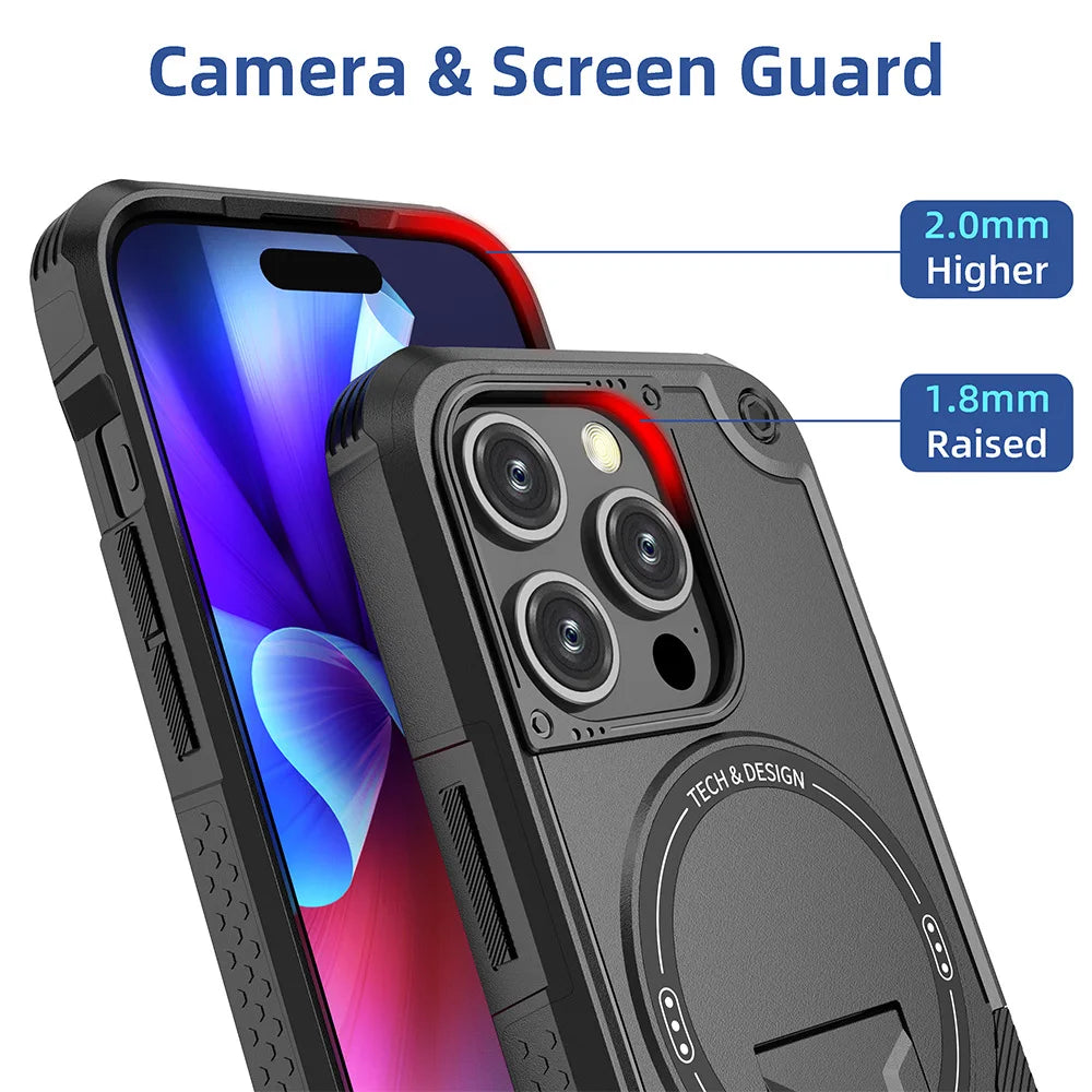 Luxury Magnetic Kickstand Case for iPhone - Shockproof & Stylish
