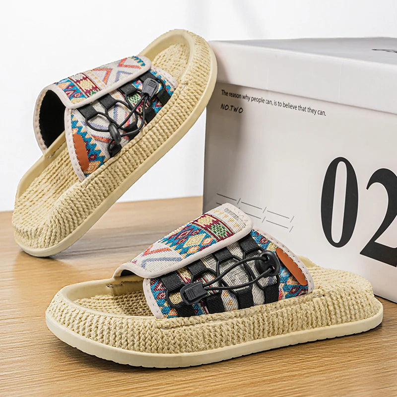Men's European and American Style Outdoor Slippers, Thick-soled Fashionable Flip Flops for Beach and Leisure