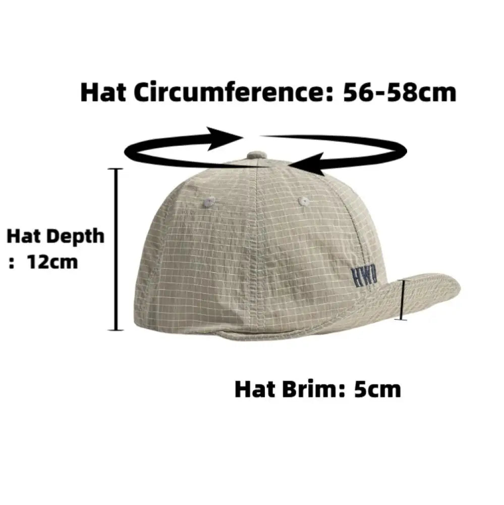 Korean Plaid Mesh Baseball Cap | Quick Dry Unisex Outdoor Hat