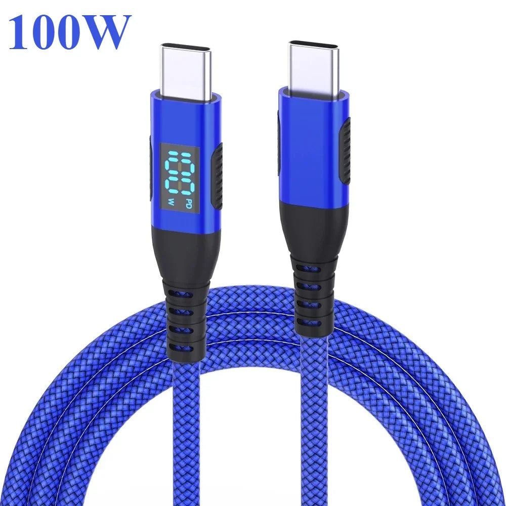 100W PD Fast Charging Type C to C Cable with LED Display