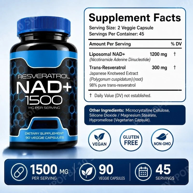 Liposomal NAD+ & Trans Resveratrol for Daily Energy Support