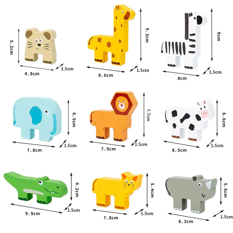 Educational Wooden Animal Stacking Block Game | Enhance Cognitive Skills