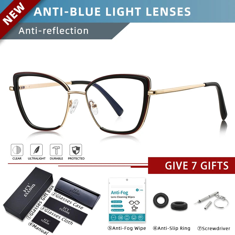 Customizable Anti Blue Light Myopia Glasses for Women | Stylish & Functional