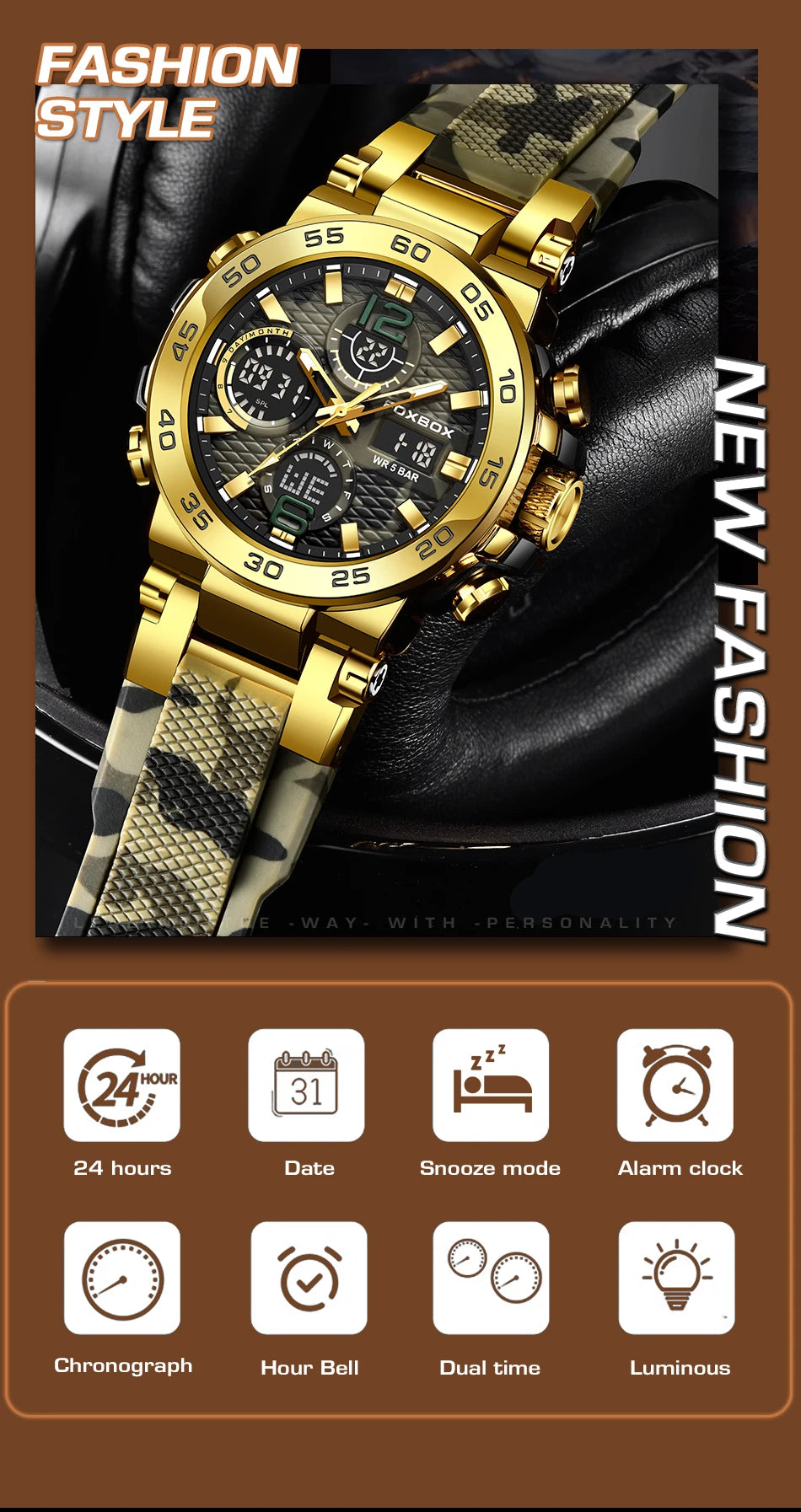 Men's Waterproof LED Sports Watch | Stylish & Multi-Functional