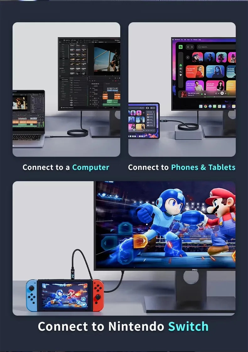 USB4 Cable with Real-Time LED Power Display 240W PD3.1 Fast Charging 40Gbps Data Transfer 8K@60Hz Video USB C to C Braided Cord