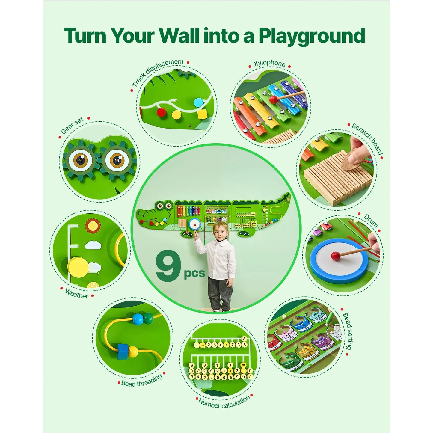Kids Crocodile Busy Board | Montessori Learning Puzzle Toy