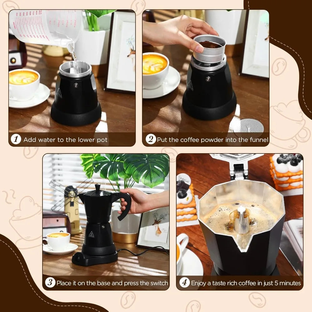 Detachable Electric Espresso Mocha Pot | Fast Brewing Coffee Maker