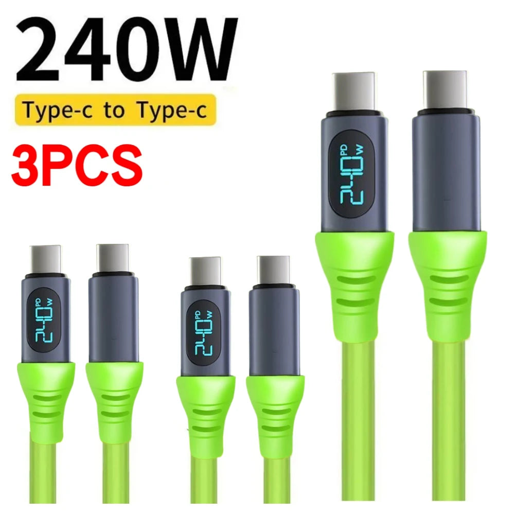240W High-Speed USB C Dual Charging Cable with Digital Monitor