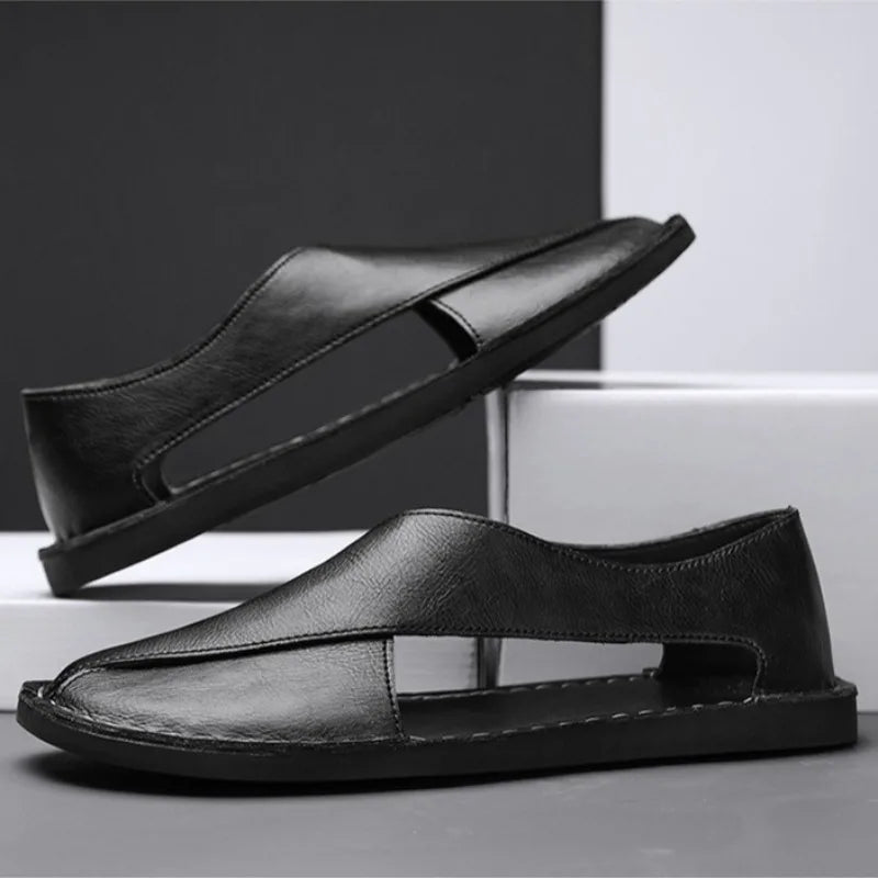 Men's Lightweight Breathable Leather Sandals | Summer Beach Shoes