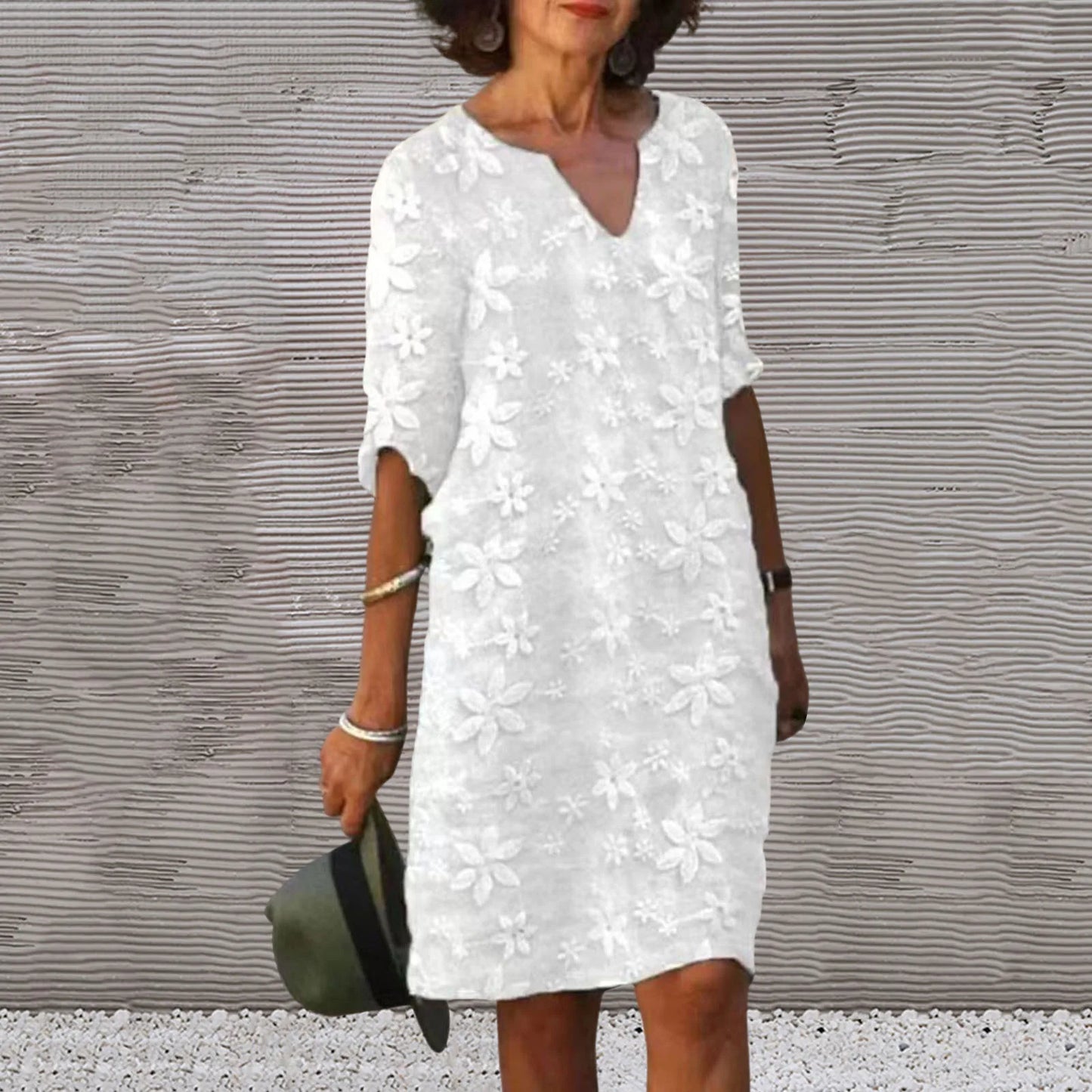 Women's Elegant Hollow Lace Midi Dress | Perfect for Summer Style