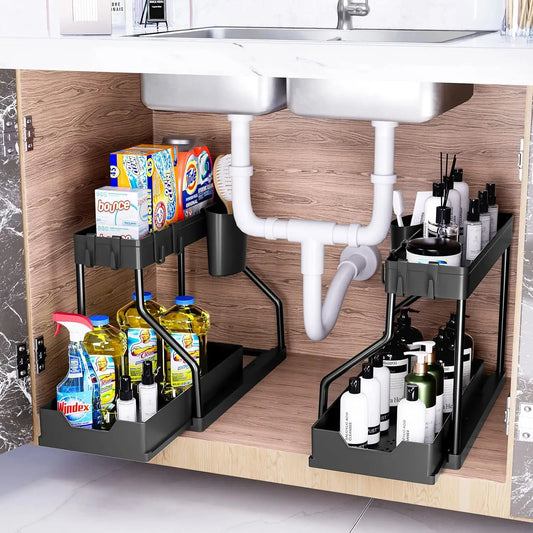 Estante de almacenamiento debajo del fregadero | Organizador multiusos para cocina y baño