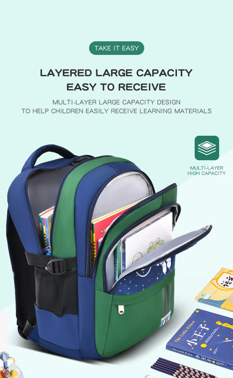 Astronaut-Themed Waterproof School Backpack for Kids | Stylish & Durable