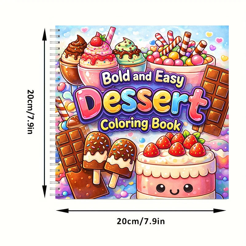 Easy Dessert Coloring Book for Adults | Stress Relief & Fun