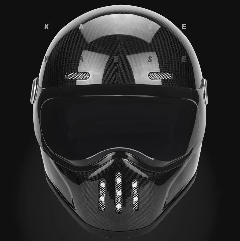 Retro Fiberglass Full Face Motorcycle Helmet | Vintage Style Safety Gear