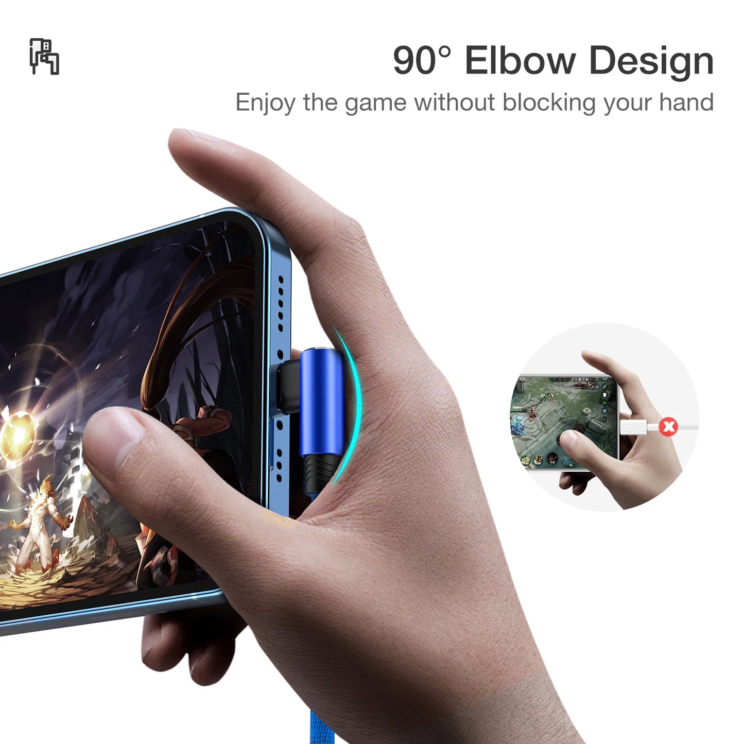 Fast Charge 90 Degree USB Cable for iPhone & iPad | 2m & 3m Options