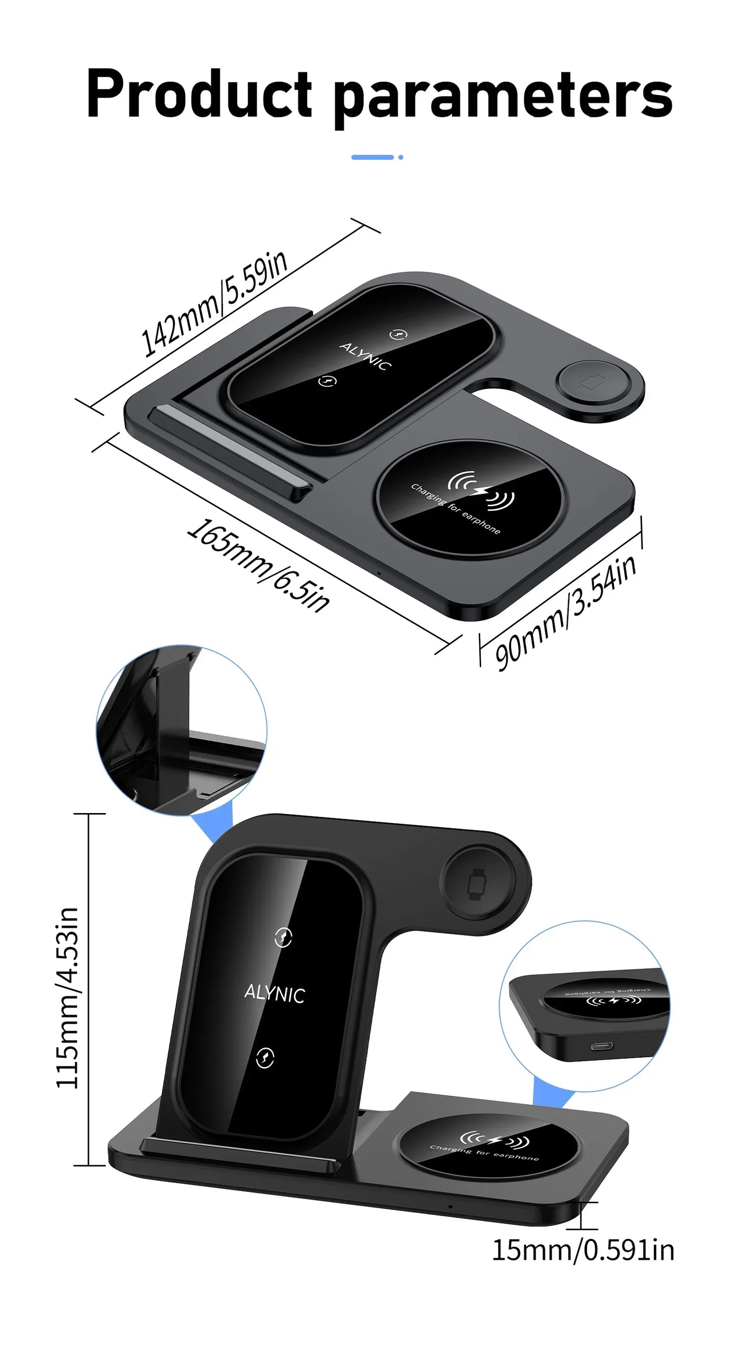 30W Foldable 3-in-1 Wireless Charging Station | Fast Qi Charger