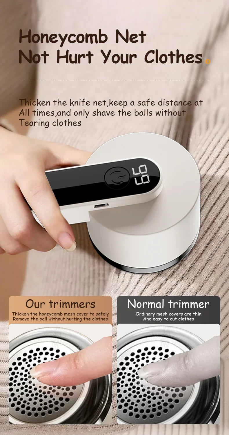 Electric Lint Remover | Portable Fabric Shaver with LED Display