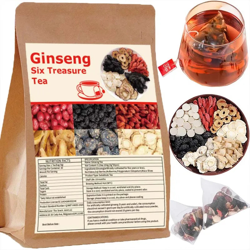 30 Bags Ginseng Six Treasures Tea | Nourishing Herbal Health Blend