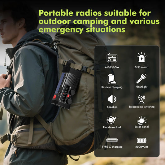 Emergency Radio with SOS Alarm & Flashlight for Survival