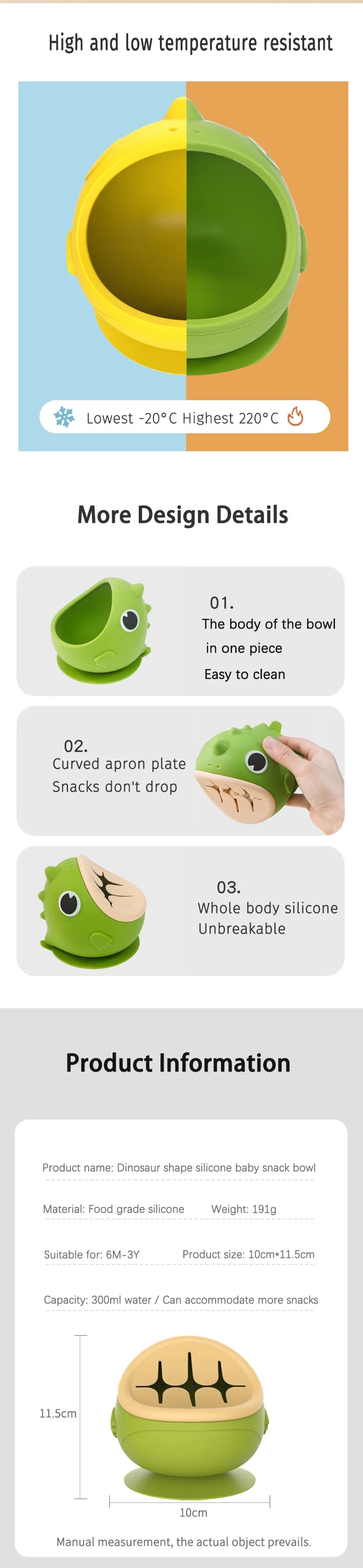 Dinosaur Silicone Bowl | Fun Suction Cup Baby Tableware