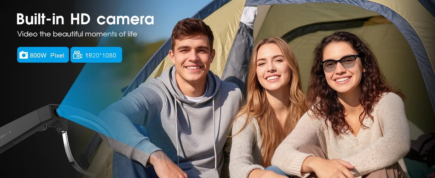 2026 Smart Glasses with 800W Ultra-Wide HD 4K Camera — Dual Lens Video Recording, 4GB AI Photo Recognition, Bluetooth Calls, Voice Translation, Anti-Blue Light UV Sunglasses