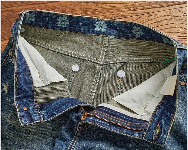 Men's Ripped Vintage Jeans | Casual Heavy Straight Leg Denim