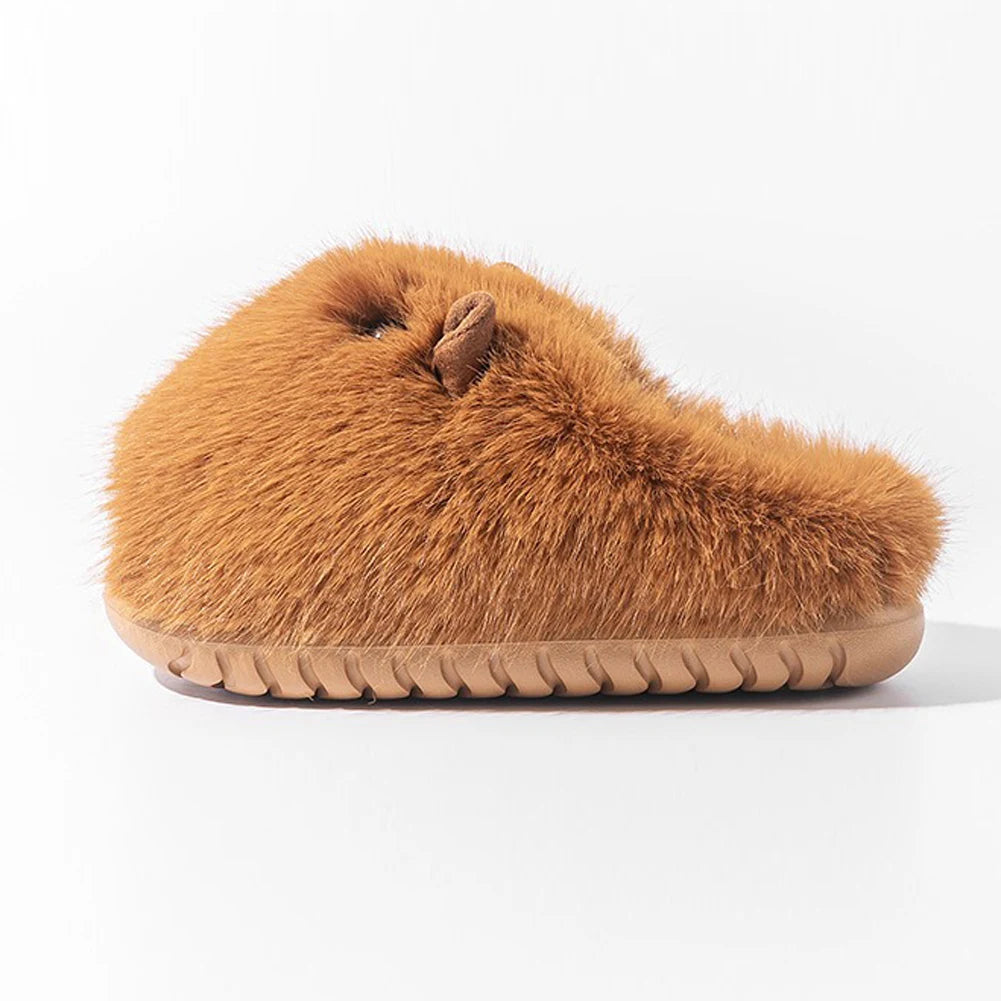 Women's Cute Plush Capybara Slippers | Fluffy Winter Indoor Shoes