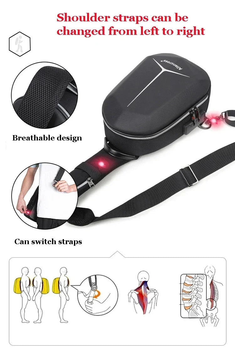 Designer Anti-theft Lock Crossbody Bag USB Charging Travel Shoulder Bag High Quality Messenger Bags Male Waterproof Chest Bag