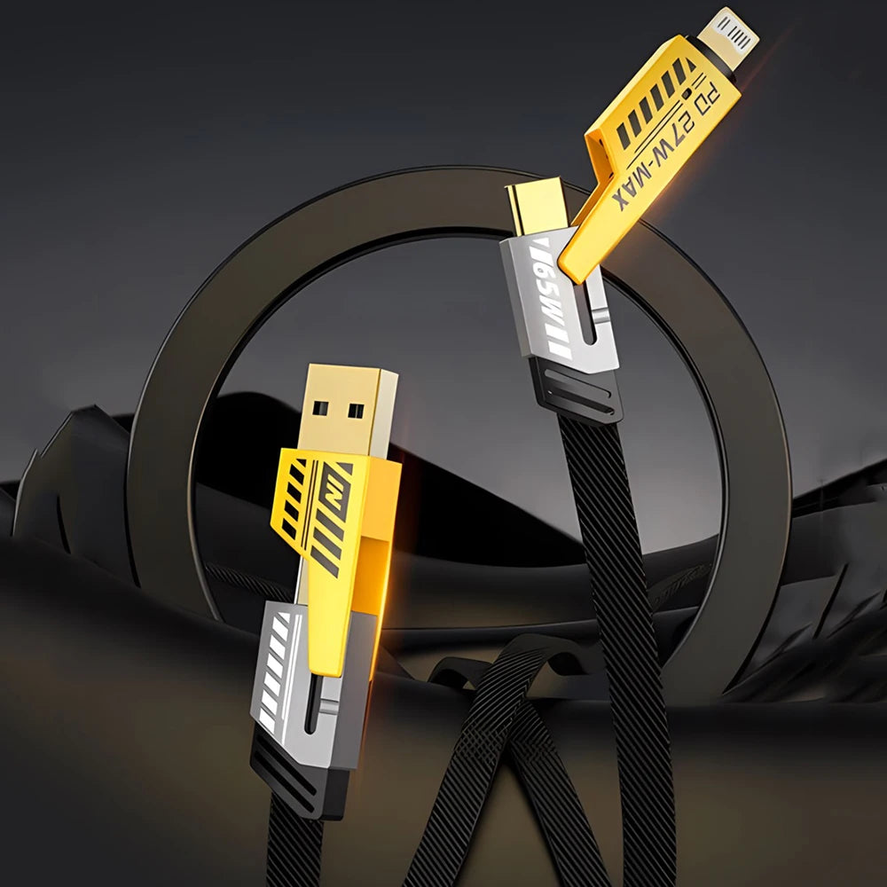 4-in-1 1-2PCS 1M 65W Type C USB Fast Charging Cable For iPhone 15 14 13 12 11 Pro Max iPad PD 27W USB C Cable