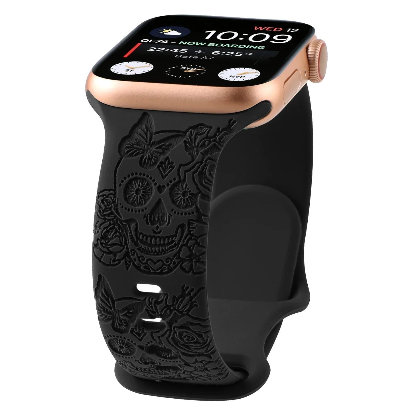 Gothic Skull Engraved Silicone Strap for Smartwatches